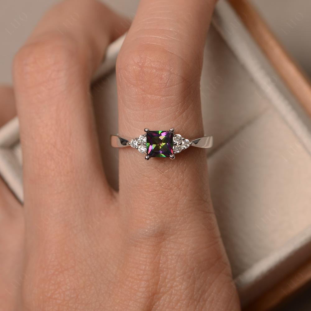 Princess Cut Mystic Topaz Petite Ring - LUO Jewelry 