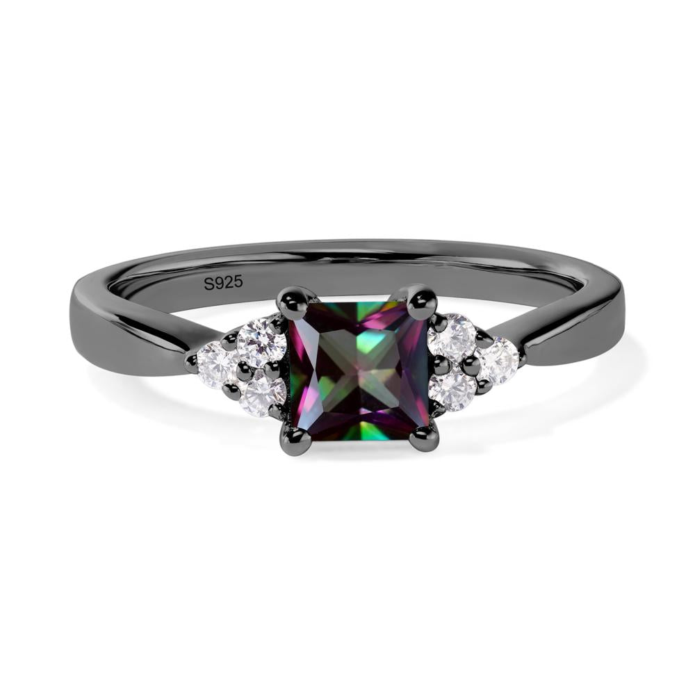 Princess Cut Mystic Topaz Petite Ring - LUO Jewelry #metal_black finish sterling silver