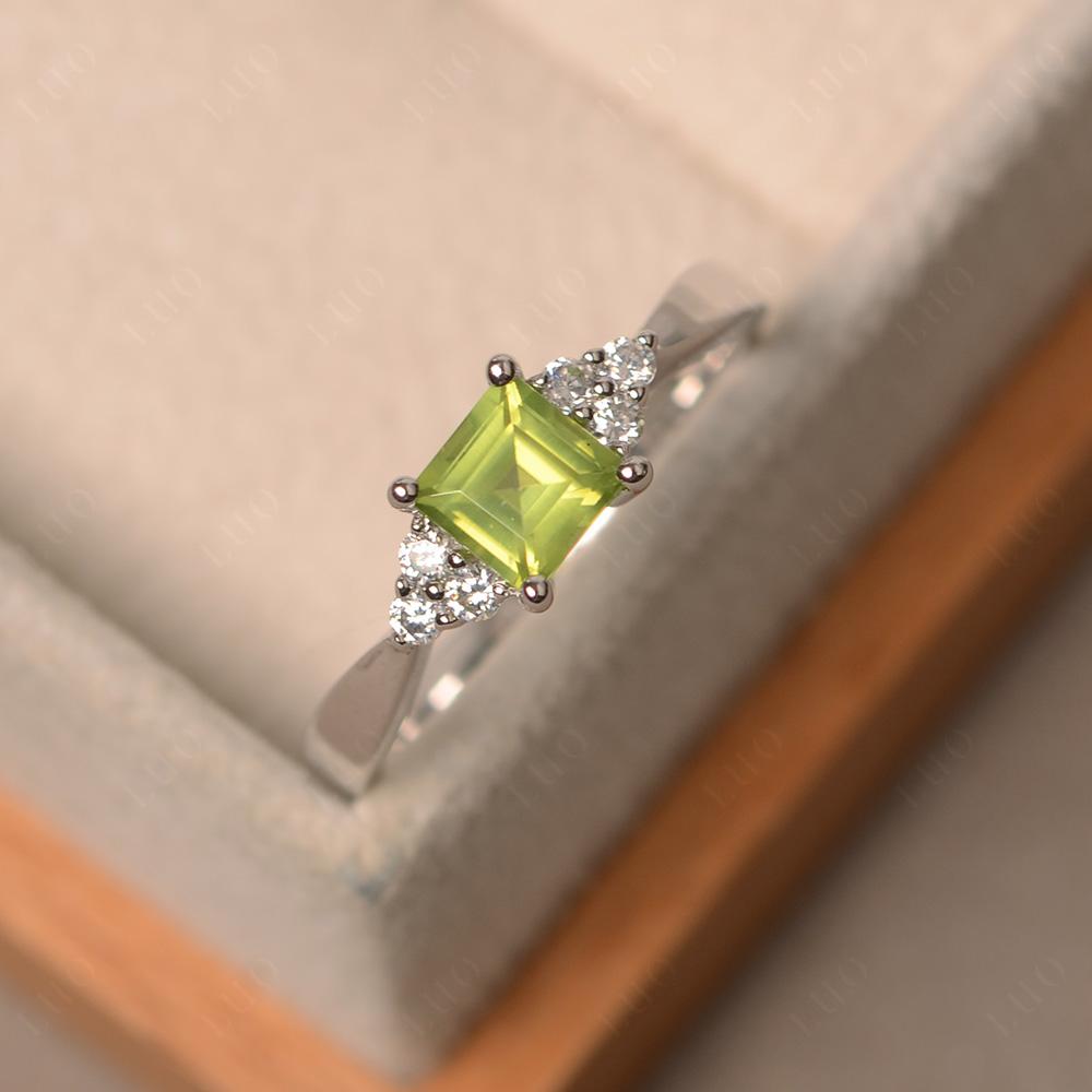 Square Cut Peridot Petite Ring - LUO Jewelry 