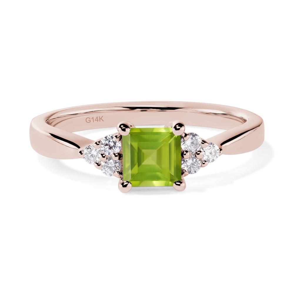 Square Cut Peridot Petite Ring - LUO Jewelry #metal_14k rose gold