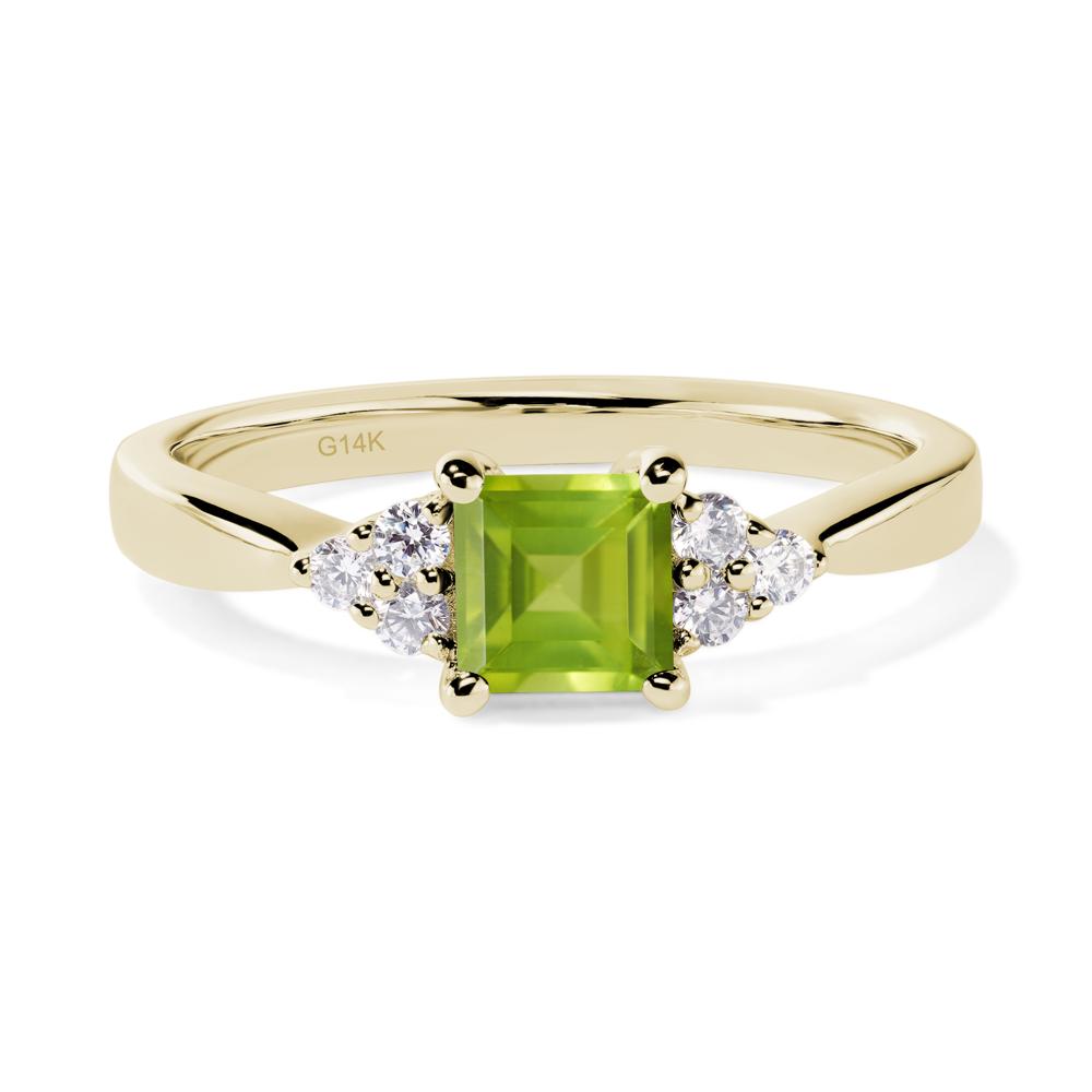 Square Cut Peridot Petite Ring - LUO Jewelry #metal_14k yellow gold