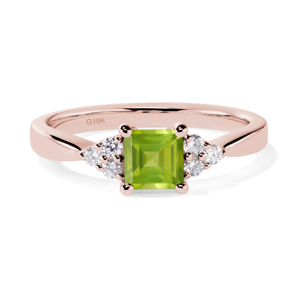 Square Cut Peridot Petite Ring - LUO Jewelry #metal_18k rose gold