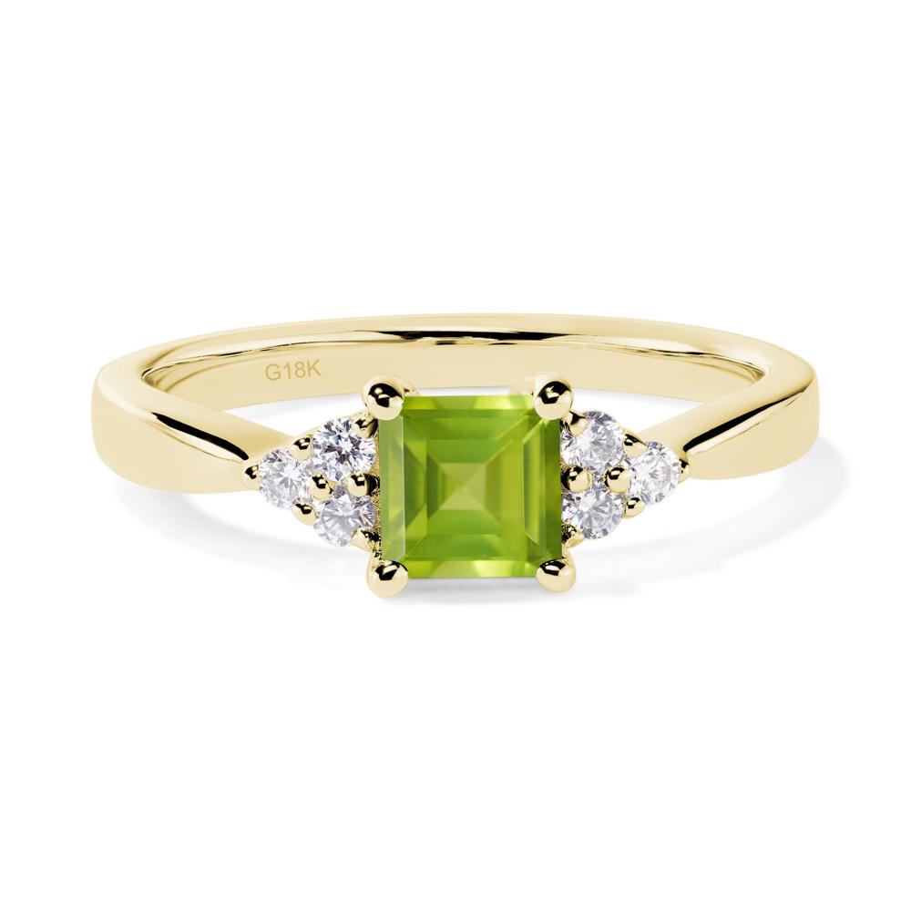 Square Cut Peridot Petite Ring - LUO Jewelry #metal_18k yellow gold