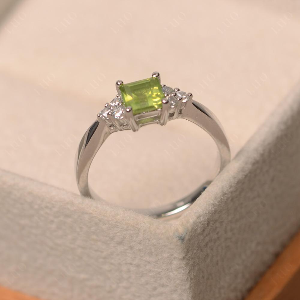 Square Cut Peridot Petite Ring - LUO Jewelry 