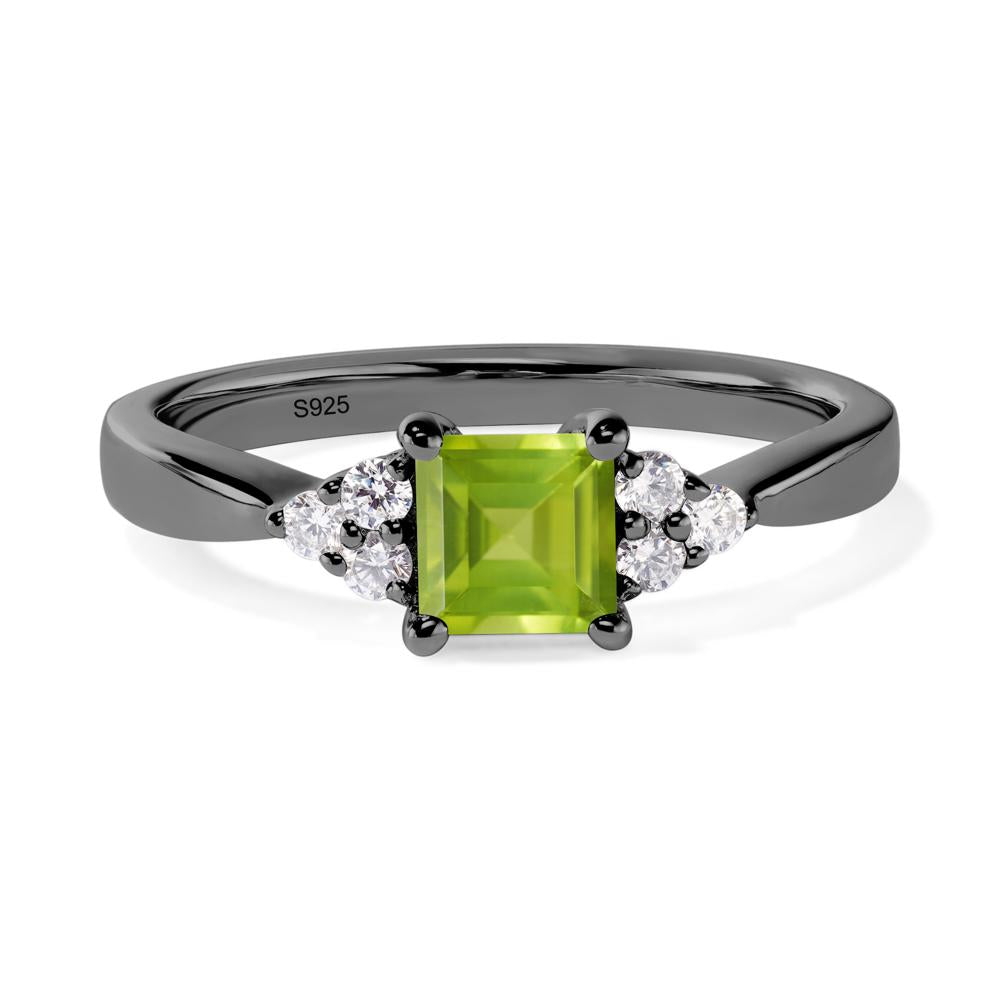 Square Cut Peridot Petite Ring - LUO Jewelry #metal_black finish sterling silver