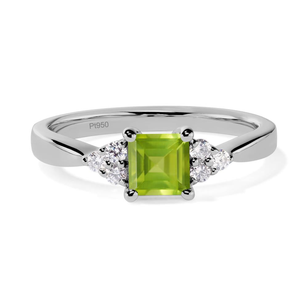 Square Cut Peridot Petite Ring - LUO Jewelry #metal_platinum