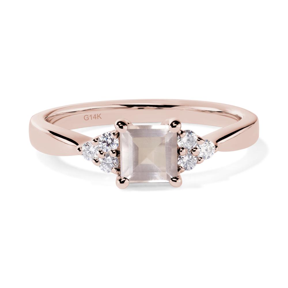 Square Cut Rose Quartz Petite Ring - LUO Jewelry #metal_14k rose gold