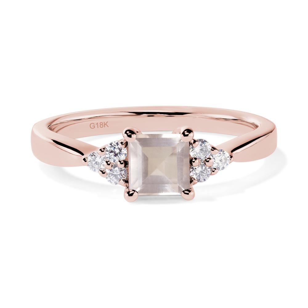 Square Cut Rose Quartz Petite Ring - LUO Jewelry #metal_18k rose gold