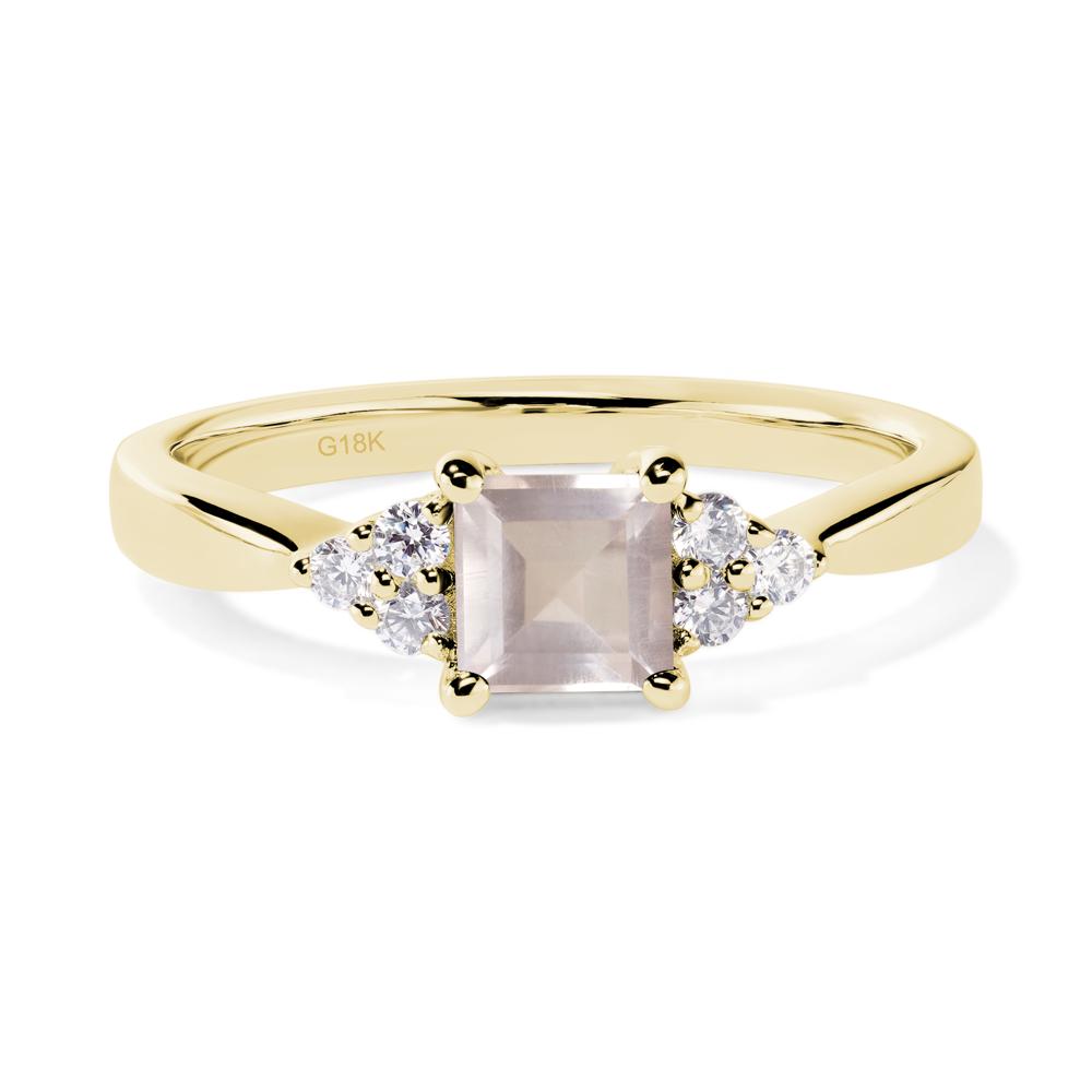 Square Cut Rose Quartz Petite Ring - LUO Jewelry #metal_18k yellow gold