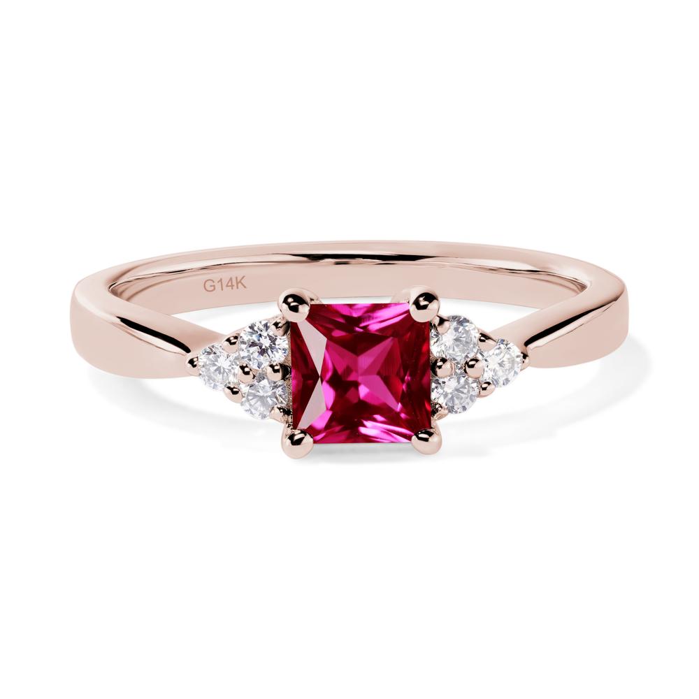 Princess Cut Ruby Petite Ring - LUO Jewelry #metal_14k rose gold