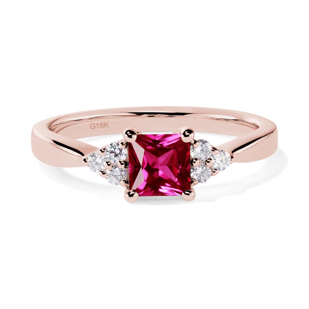 Princess Cut Ruby Petite Ring - LUO Jewelry #metal_18k rose gold