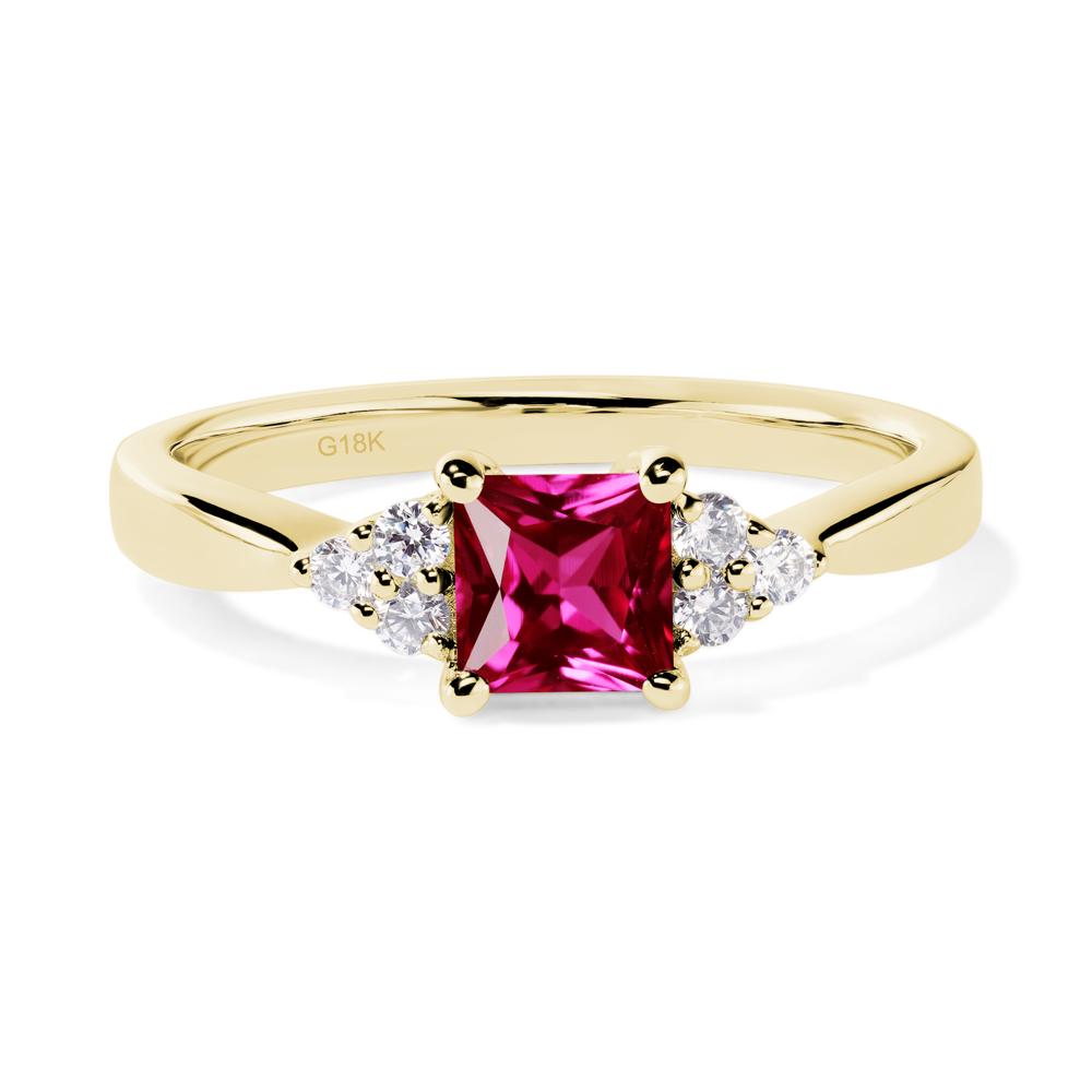 Princess Cut Ruby Petite Ring - LUO Jewelry #metal_18k yellow gold