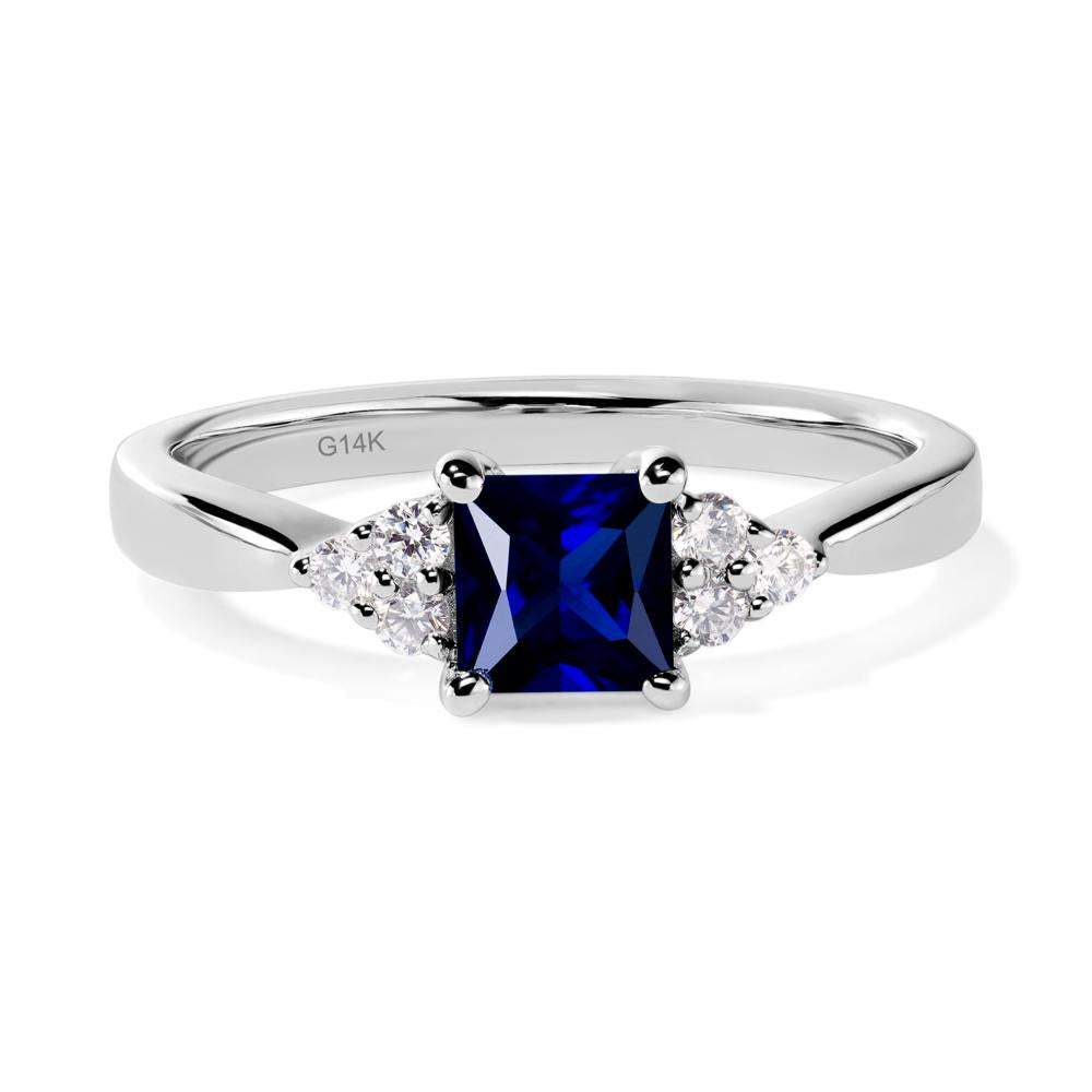 Princess Cut Sapphire Petite Ring - LUO Jewelry #metal_14k white gold