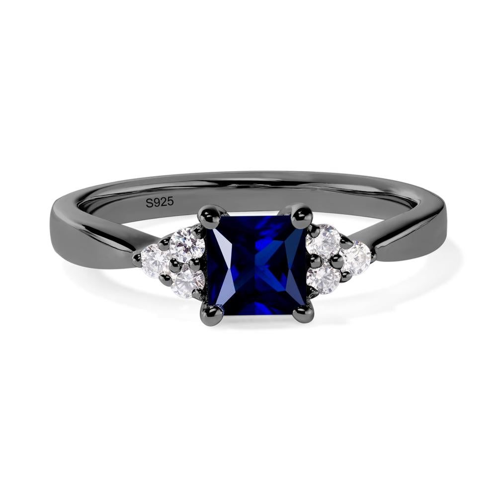 Princess Cut Sapphire Petite Ring - LUO Jewelry #metal_black finish sterling silver