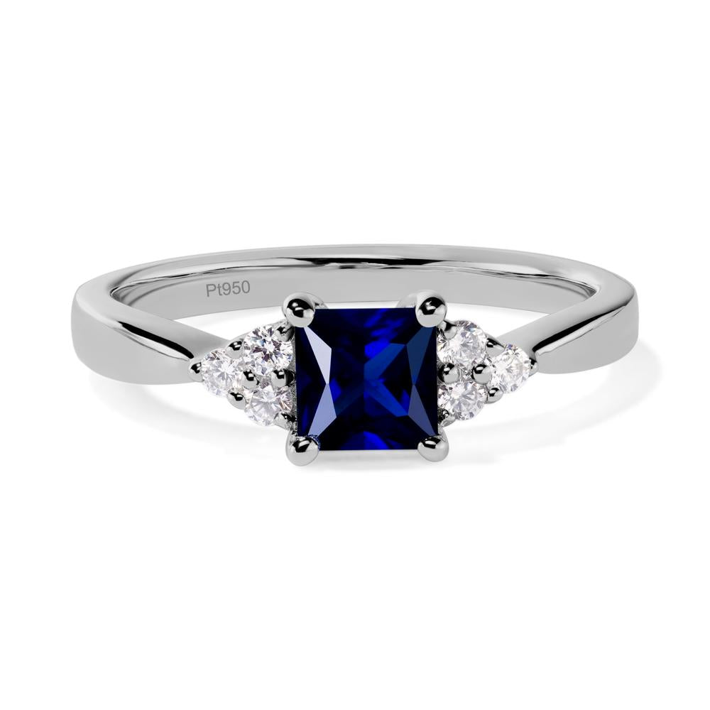 Princess Cut Sapphire Petite Ring - LUO Jewelry #metal_platinum