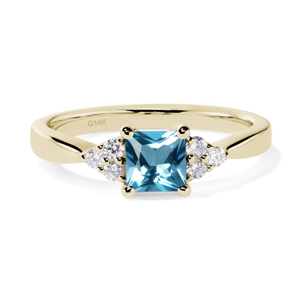 Princess Cut Swiss Blue Topaz Petite Ring - LUO Jewelry #metal_14k yellow gold