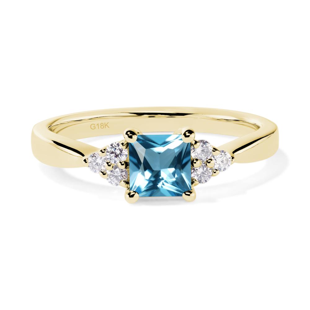 Princess Cut Swiss Blue Topaz Petite Ring - LUO Jewelry #metal_18k yellow gold