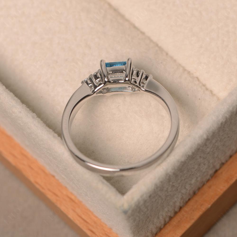 Princess Cut Swiss Blue Topaz Petite Ring - LUO Jewelry 