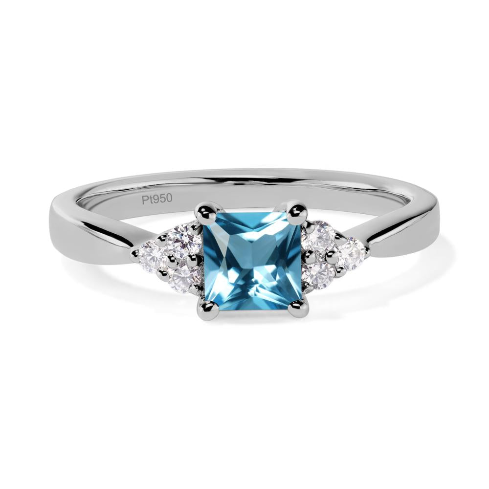 Princess Cut Swiss Blue Topaz Petite Ring - LUO Jewelry #metal_platinum