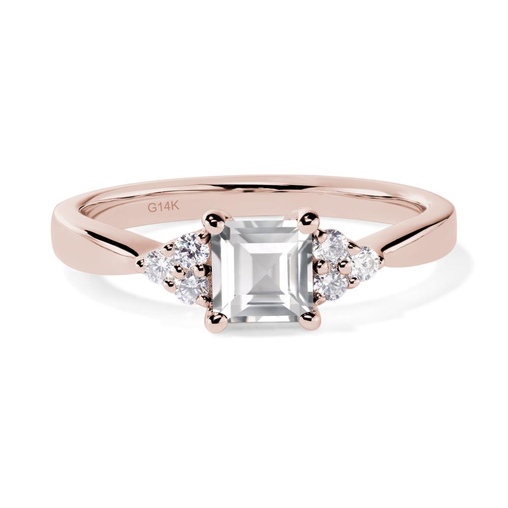 Square Cut White Topaz Petite Ring - LUO Jewelry #metal_14k rose gold