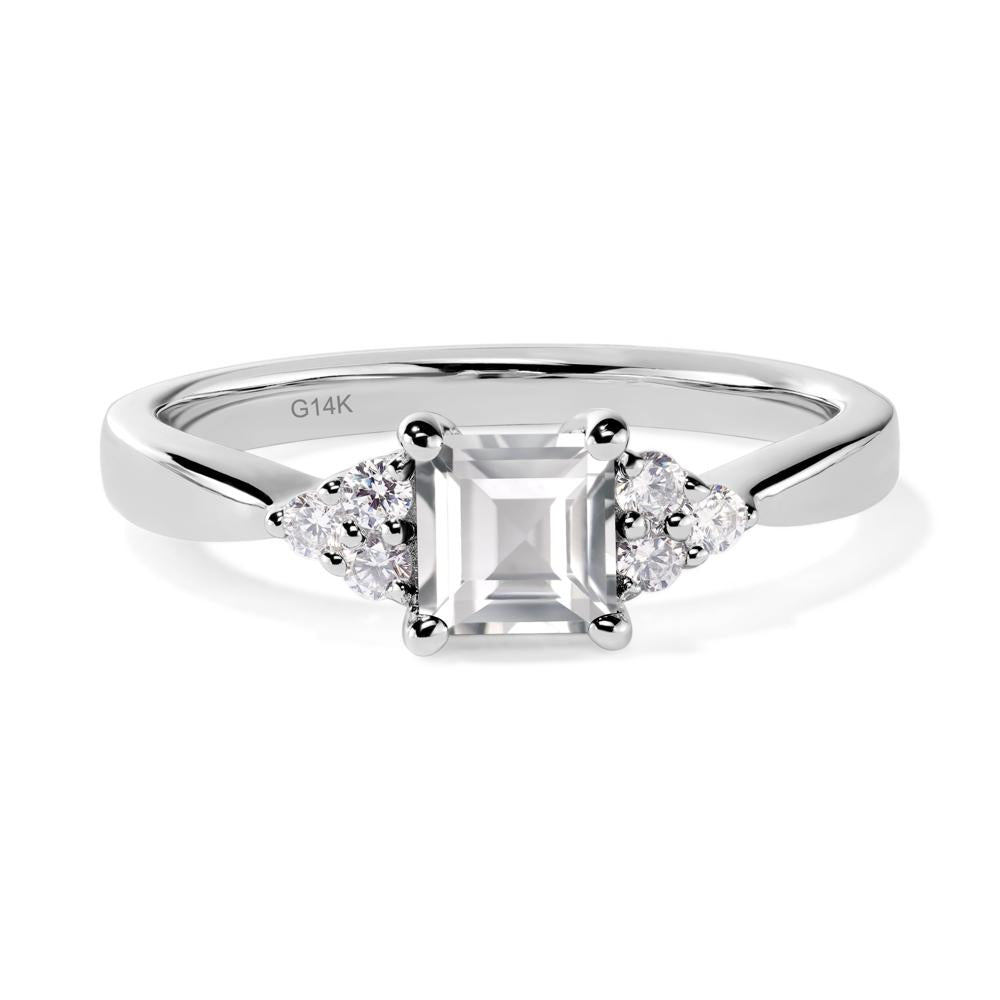 Square Cut White Topaz Petite Ring - LUO Jewelry #metal_14k white gold