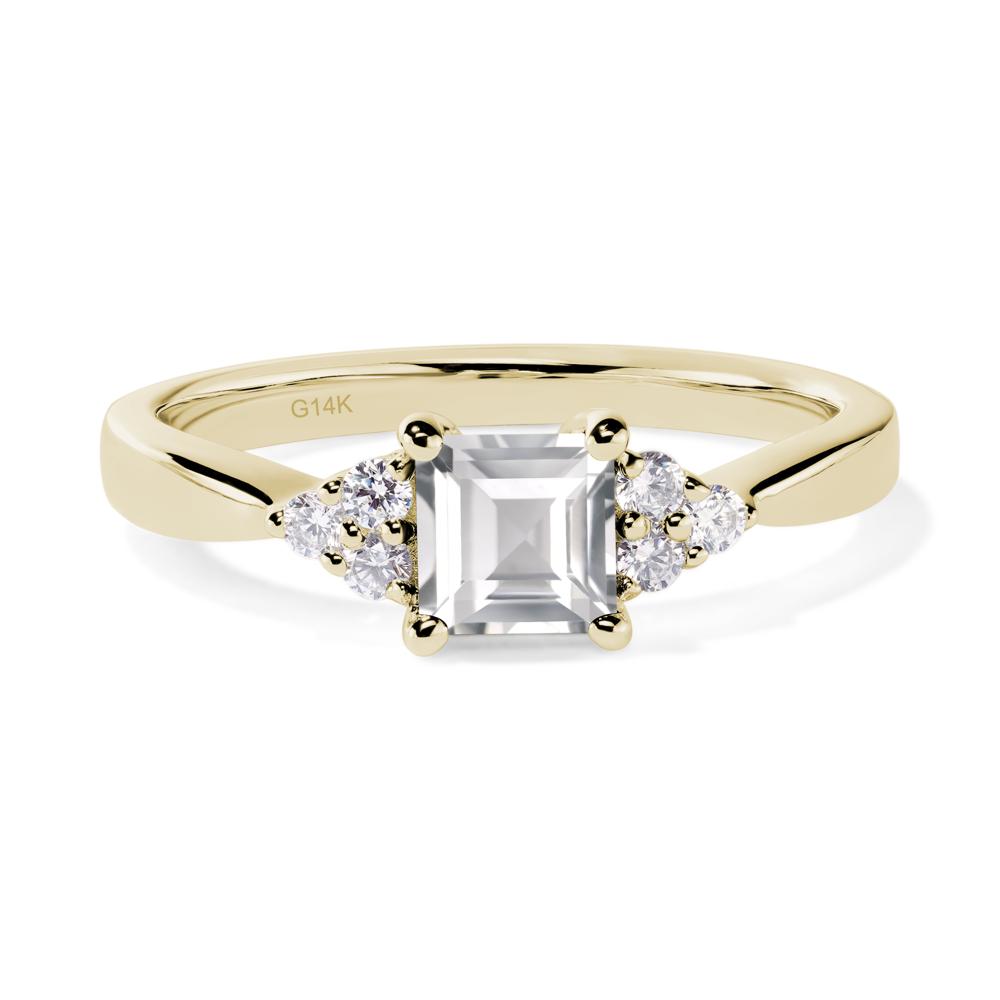 Square Cut White Topaz Petite Ring - LUO Jewelry #metal_14k yellow gold