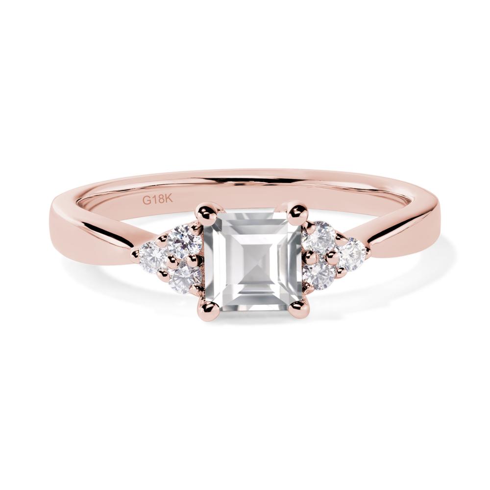 Square Cut White Topaz Petite Ring - LUO Jewelry #metal_18k rose gold