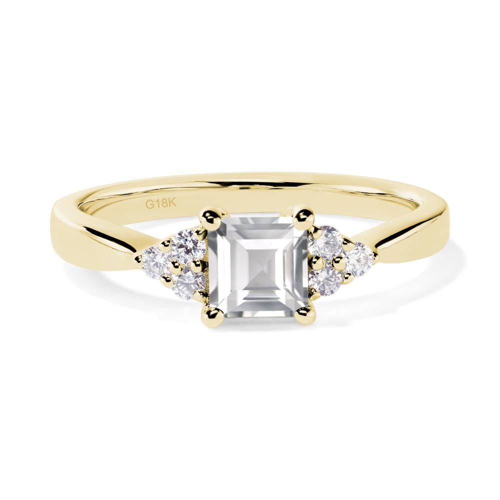 Square Cut White Topaz Petite Ring - LUO Jewelry #metal_18k yellow gold