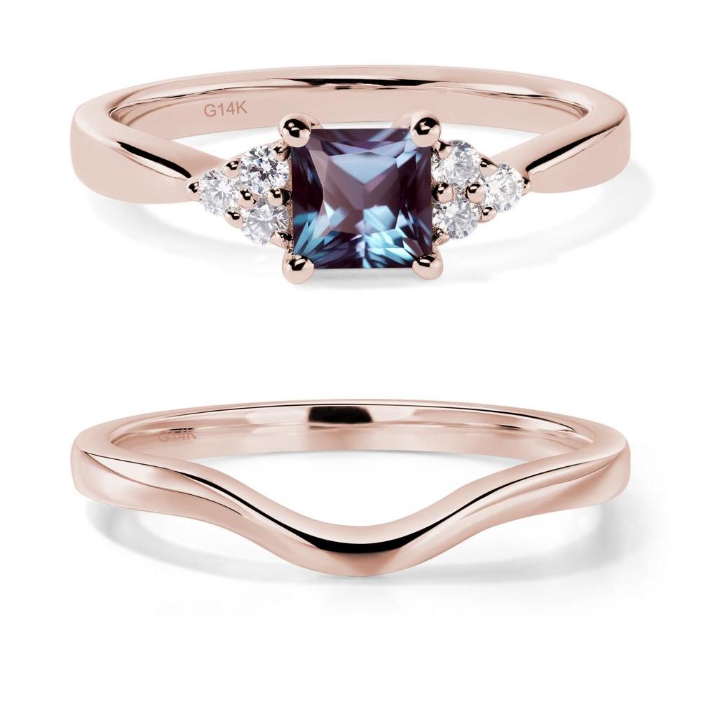 Princess Cut Alexandrite Petite Ring - LUO Jewelry #metal_14k rose gold