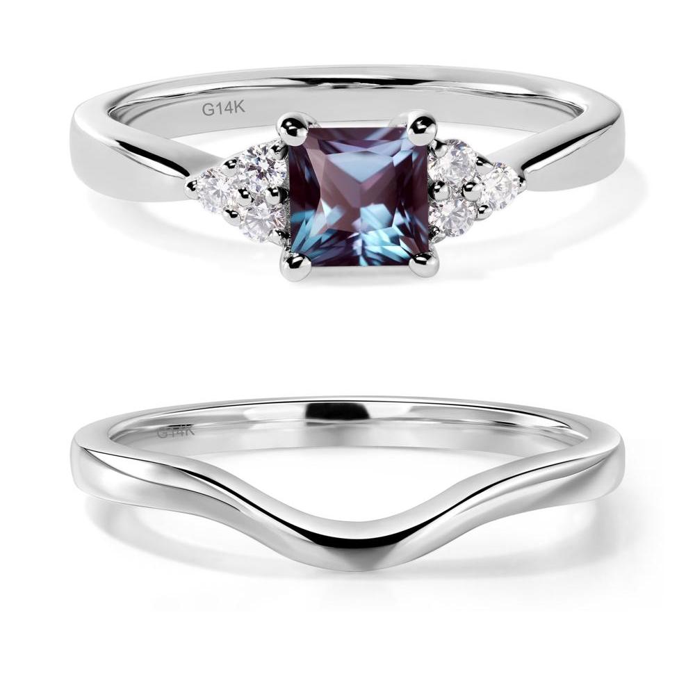 Princess Cut Alexandrite Petite Ring - LUO Jewelry #metal_14k white gold