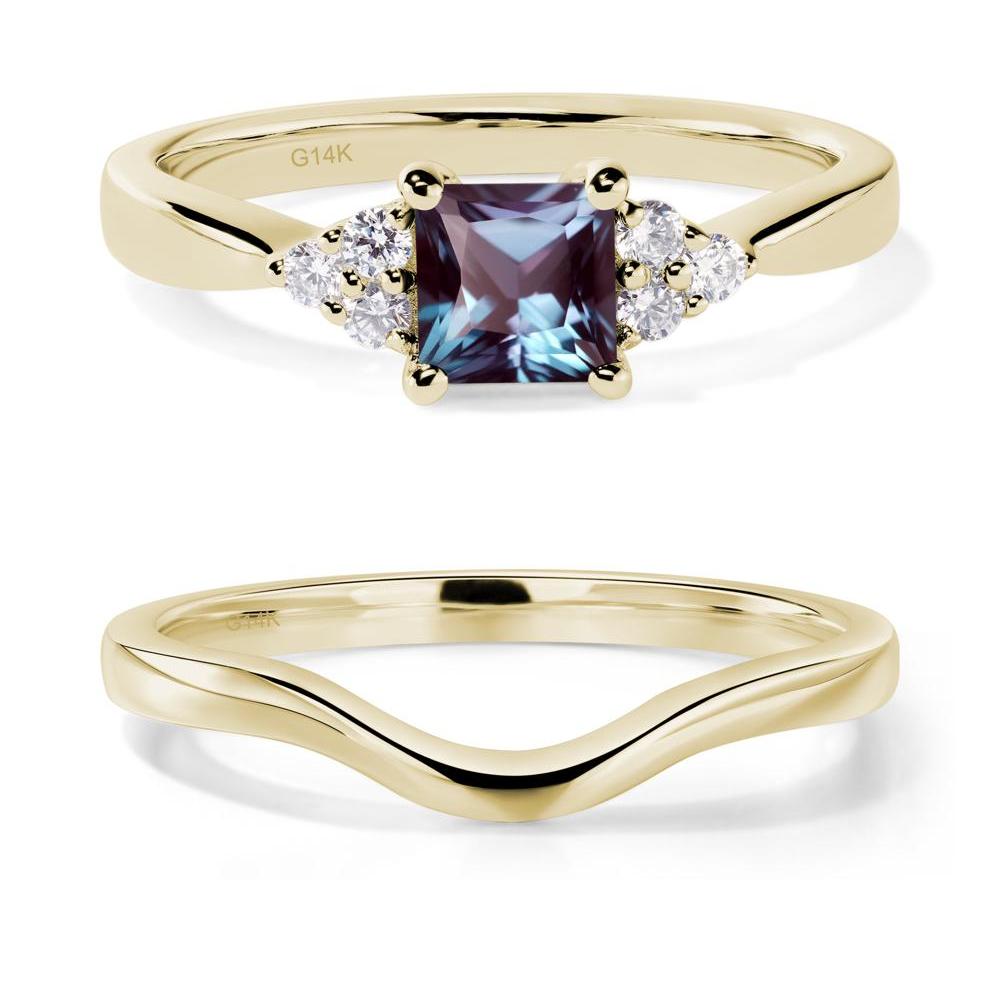 Princess Cut Alexandrite Petite Ring - LUO Jewelry #metal_14k yellow gold