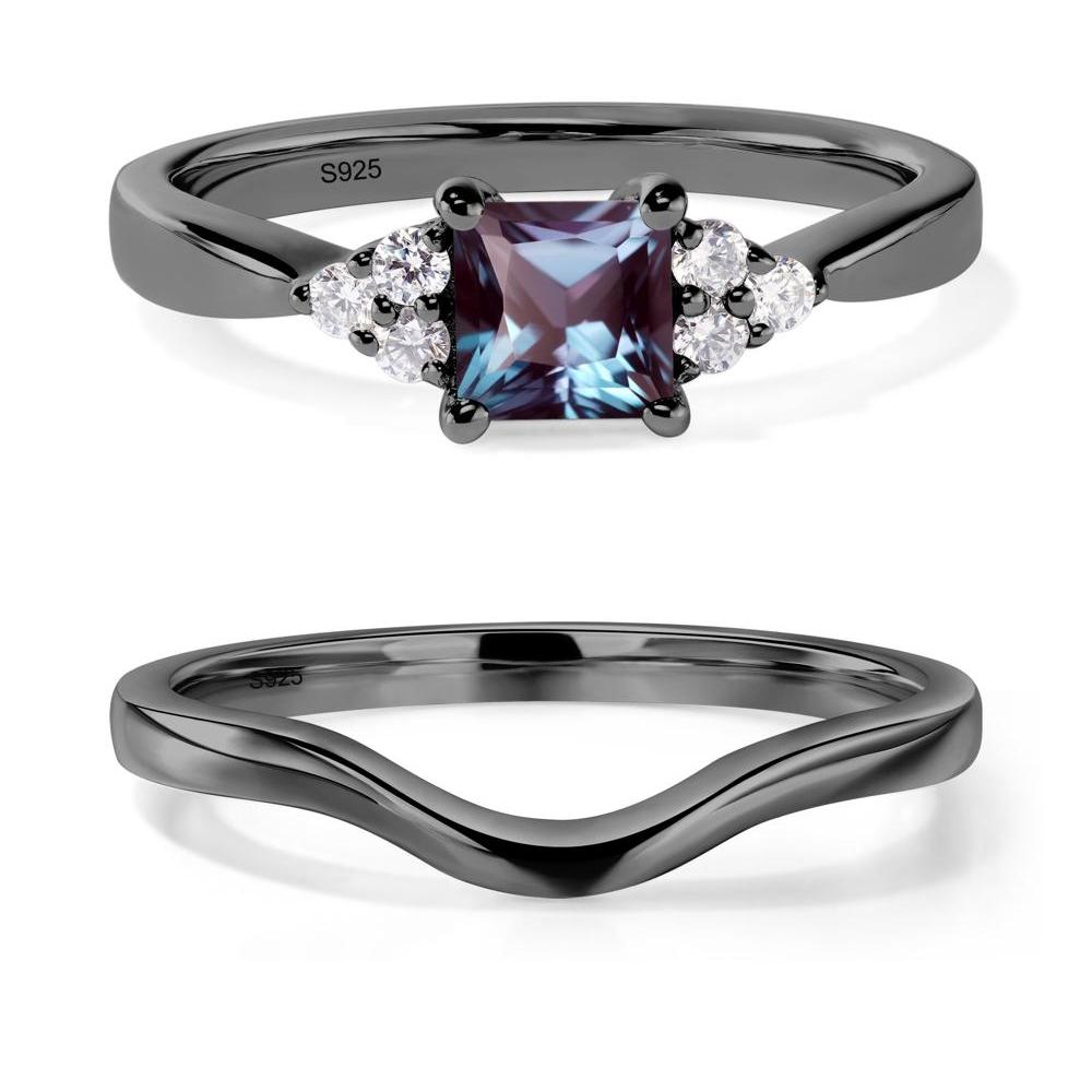 Princess Cut Alexandrite Petite Ring - LUO Jewelry #metal_black finish sterling silver