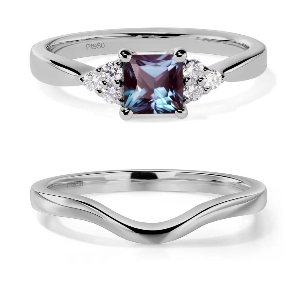 Princess Cut Alexandrite Petite Ring - LUO Jewelry #metal_platinum