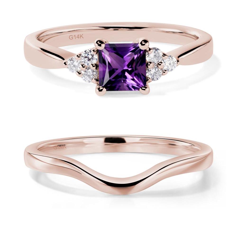 Princess Cut Amethyst Petite Ring - LUO Jewelry #metal_14k rose gold