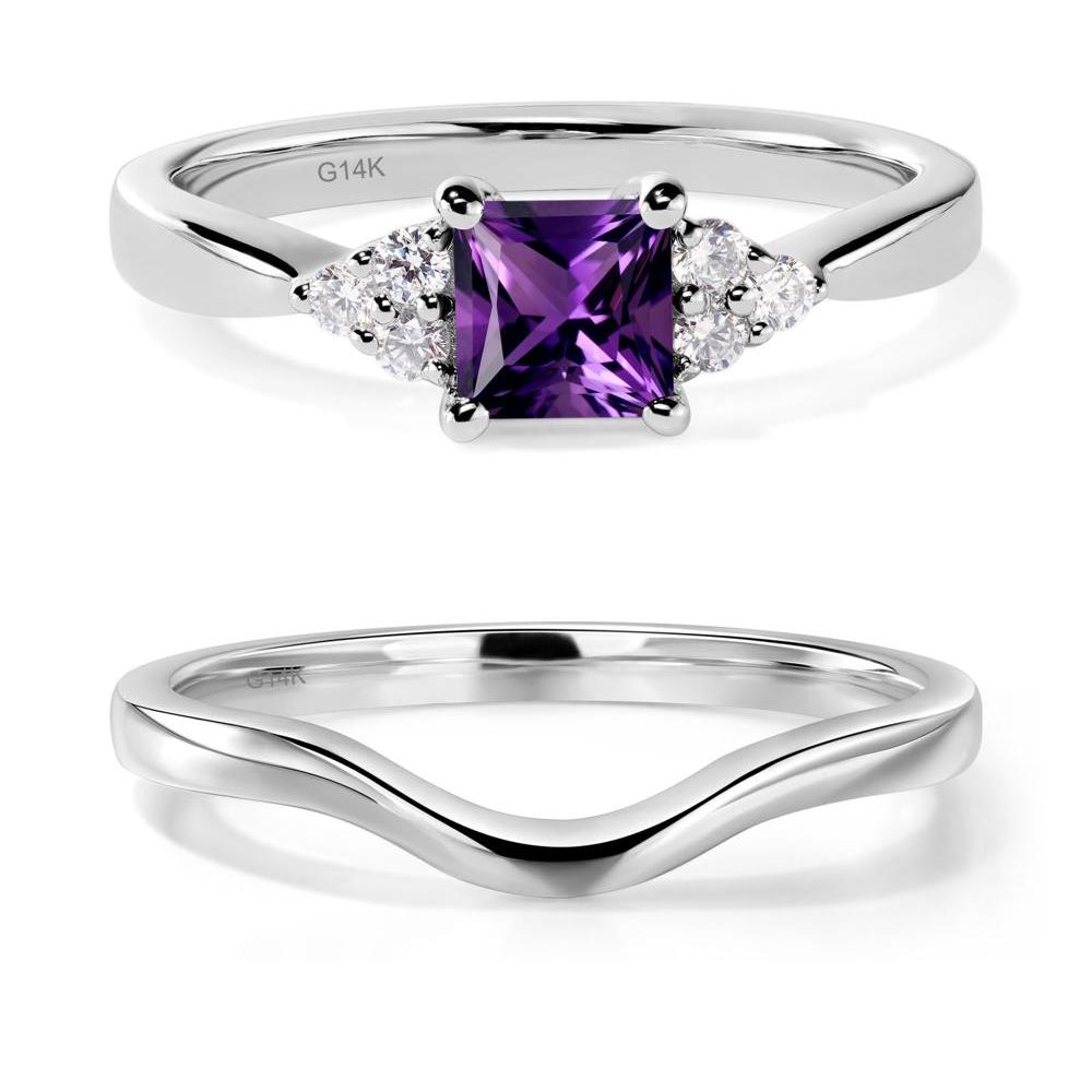 Princess Cut Amethyst Petite Ring - LUO Jewelry #metal_14k white gold