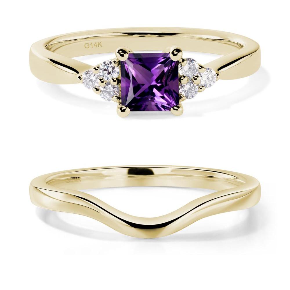 Princess Cut Amethyst Petite Ring - LUO Jewelry #metal_14k yellow gold