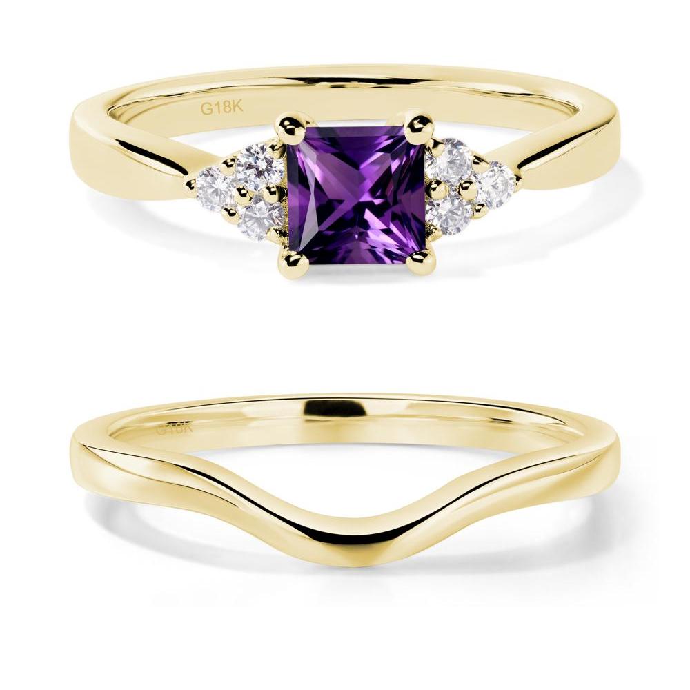 Princess Cut Amethyst Petite Ring - LUO Jewelry #metal_18k yellow gold