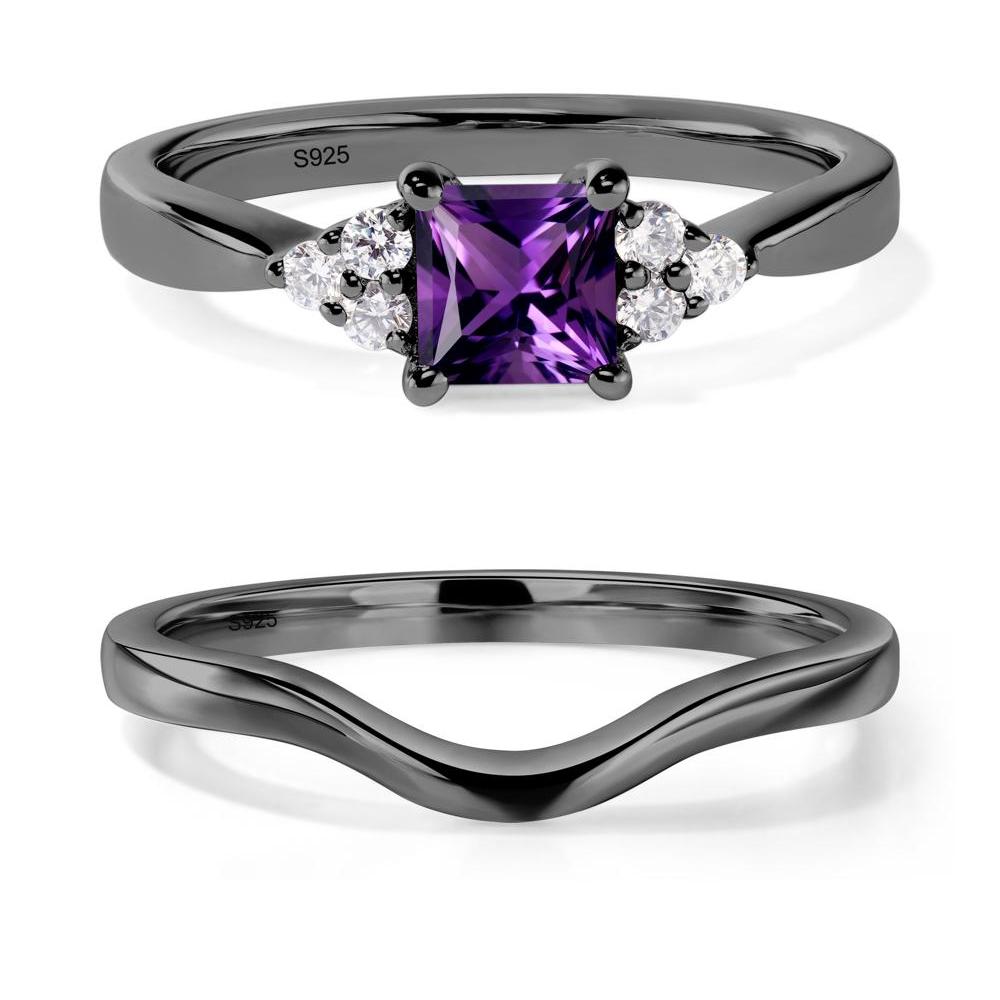 Princess Cut Amethyst Petite Ring - LUO Jewelry #metal_black finish sterling silver