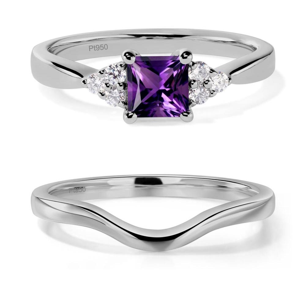 Princess Cut Amethyst Petite Ring - LUO Jewelry #metal_platinum