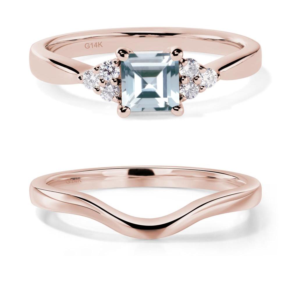 Square Cut Aquamarine Petite Ring - LUO Jewelry #metal_14k rose gold