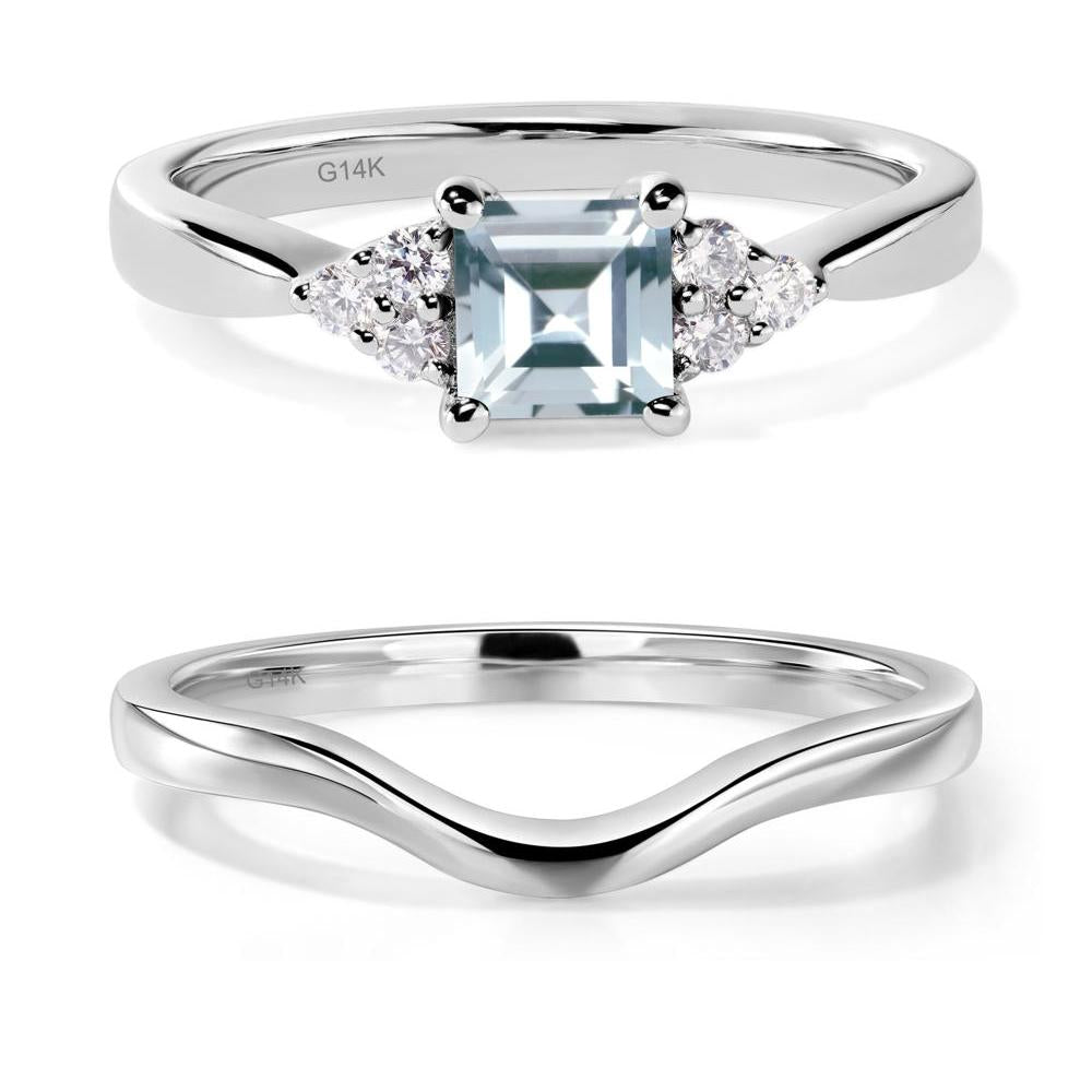 Square Cut Aquamarine Petite Ring - LUO Jewelry #metal_14k white gold