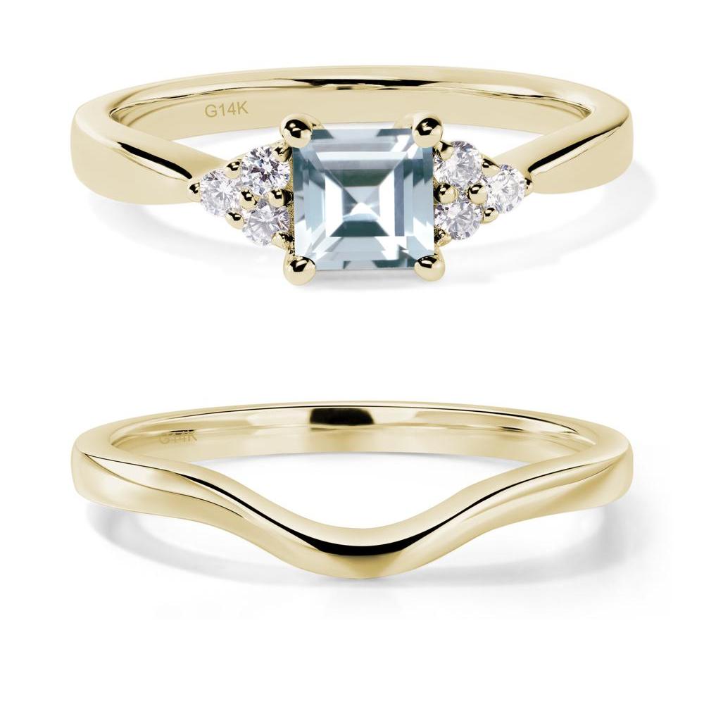 Square Cut Aquamarine Petite Ring - LUO Jewelry #metal_14k yellow gold