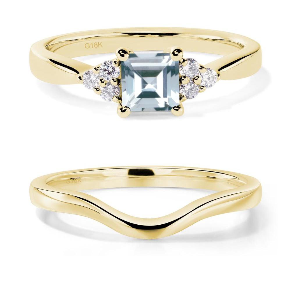 Square Cut Aquamarine Petite Ring - LUO Jewelry #metal_18k yellow gold