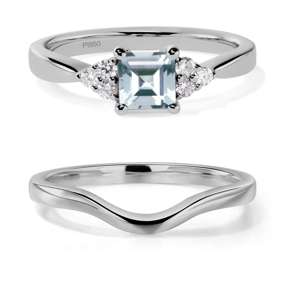 Square Cut Aquamarine Petite Ring - LUO Jewelry #metal_platinum