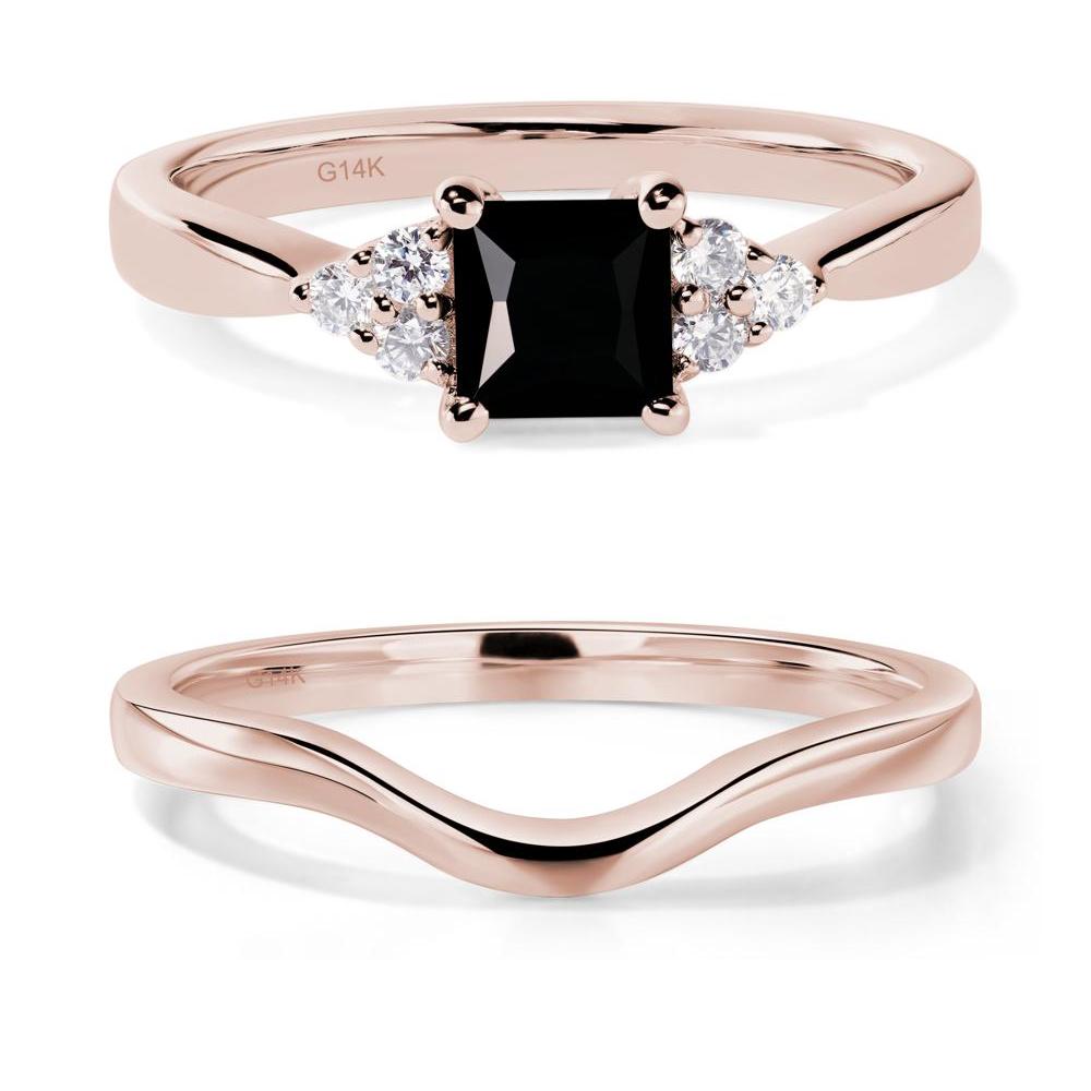 Princess Cut Black Spinel Petite Ring - LUO Jewelry #metal_14k rose gold