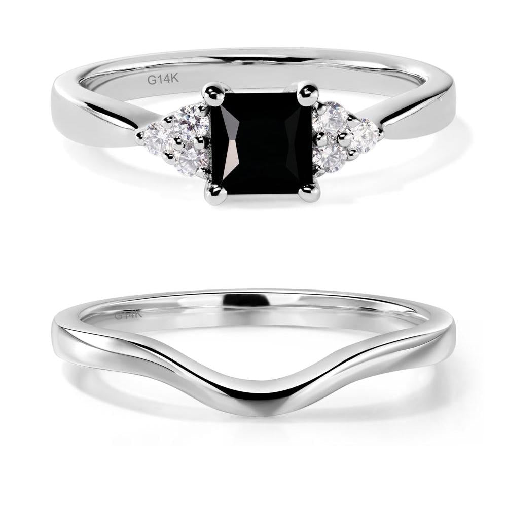 Princess Cut Black Spinel Petite Ring - LUO Jewelry #metal_14k white gold