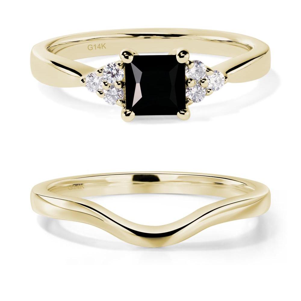 Princess Cut Black Spinel Petite Ring - LUO Jewelry #metal_14k yellow gold