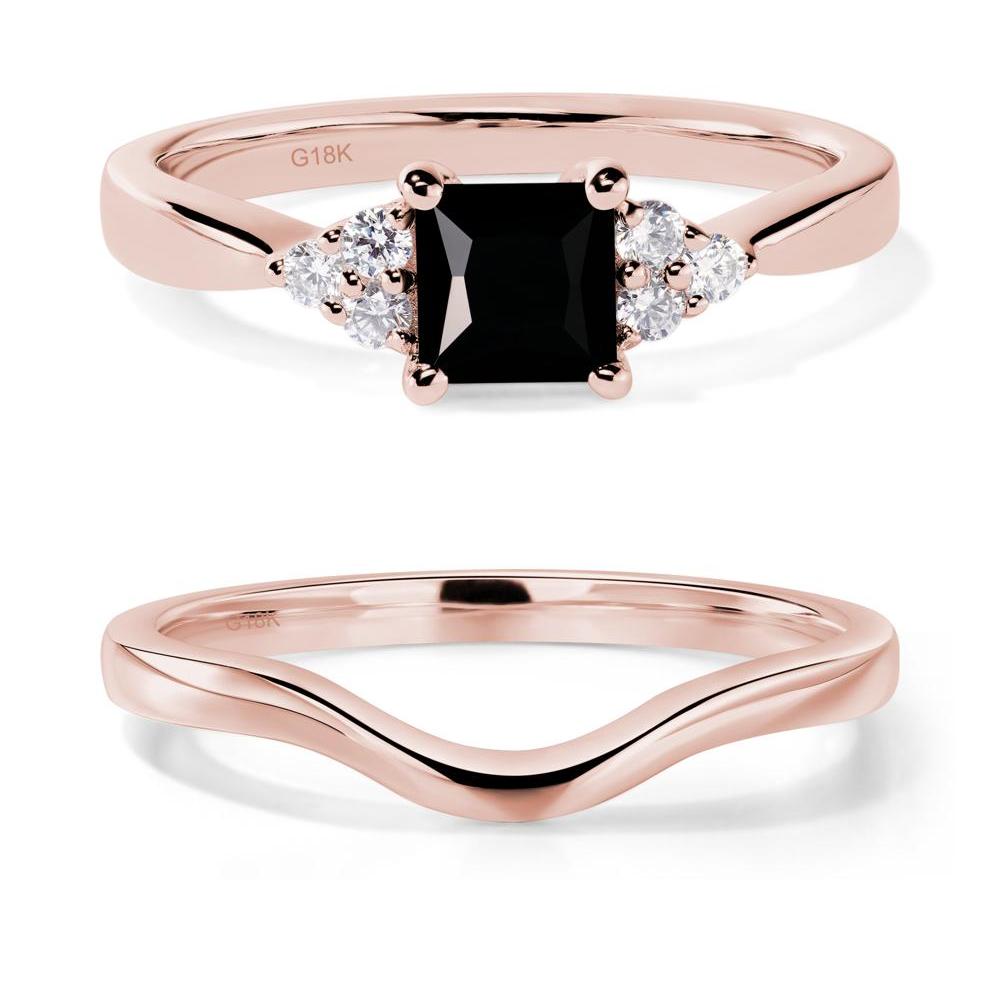 Princess Cut Black Spinel Petite Ring - LUO Jewelry #metal_18k rose gold