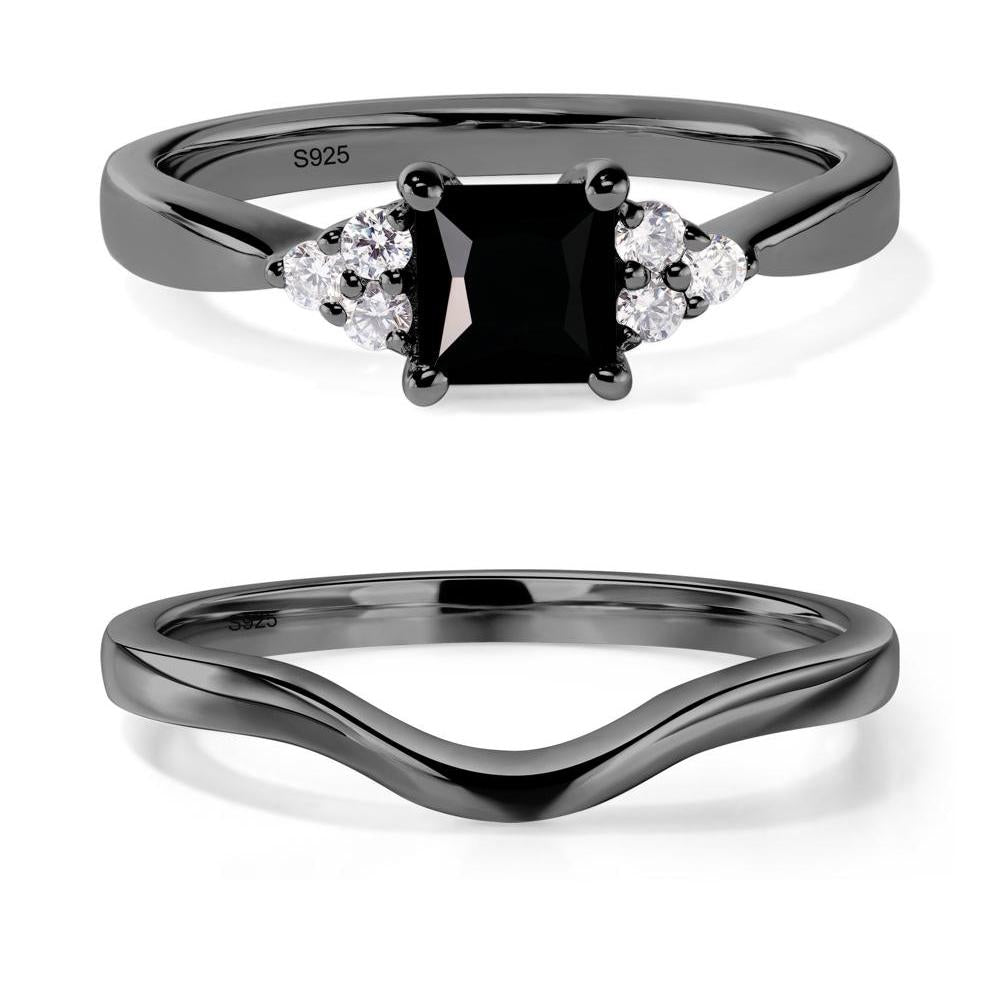 Princess Cut Black Spinel Petite Ring - LUO Jewelry #metal_black finish sterling silver