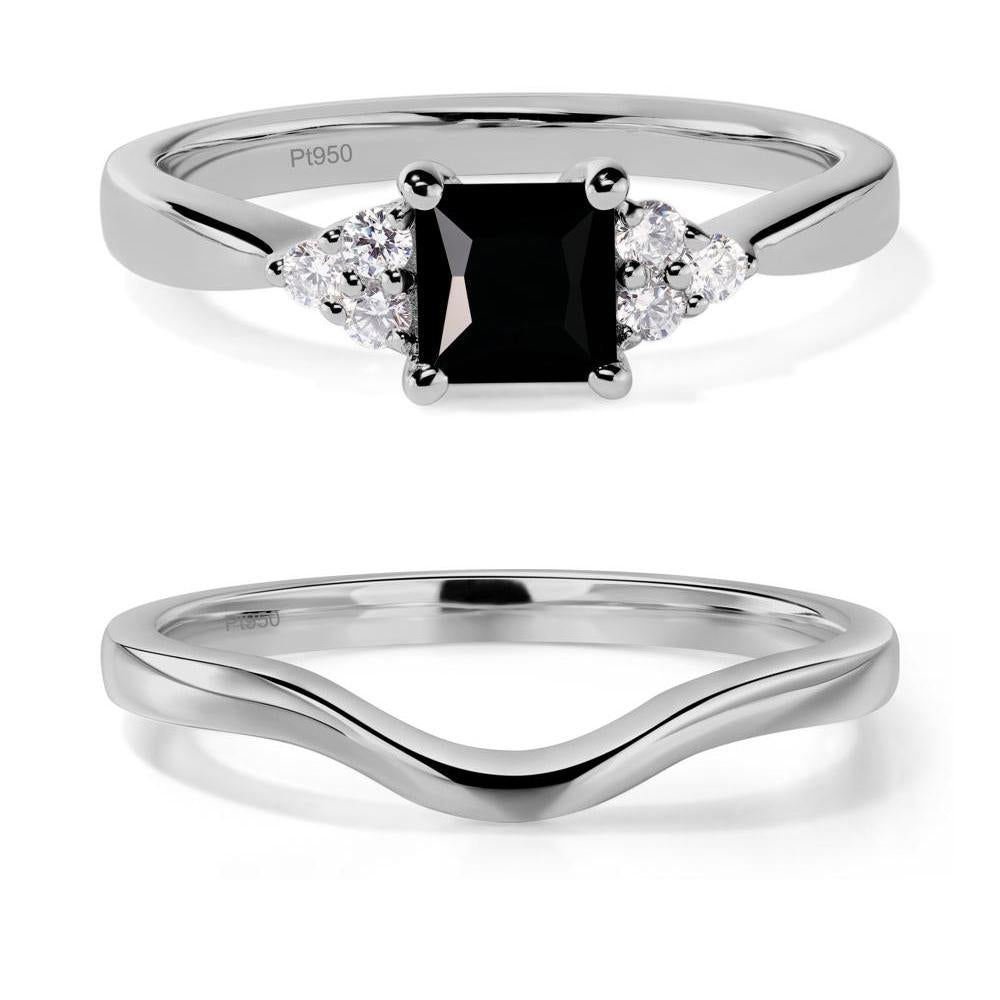 Princess Cut Black Spinel Petite Ring - LUO Jewelry #metal_platinum